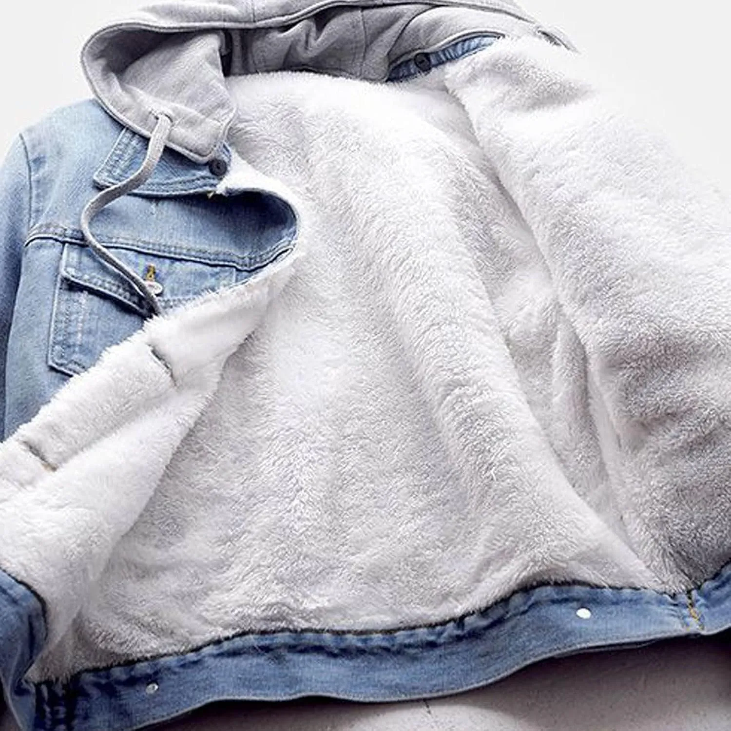 Women's Sherpa Denim Jacket Hooded Fleece Lined Winter Coats Fashion Boyfriend Trucker Jean Jacket with Pocket