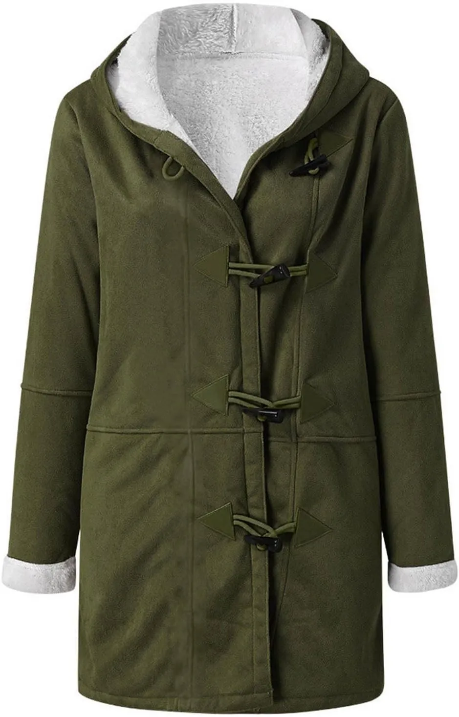 Womens Sherpa Lined Jackets Fashion Winter Fuzzy Fleece Hoodie Sweatshirt Casual Soft Cozy Horn Button Down Coats