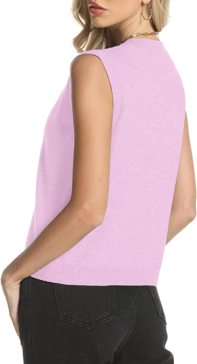 Womens Sweater Vest Summer Crewneck Button Down Tank Tops 2025 Trendy Sleeveless Knit Cardigan Crop Tops