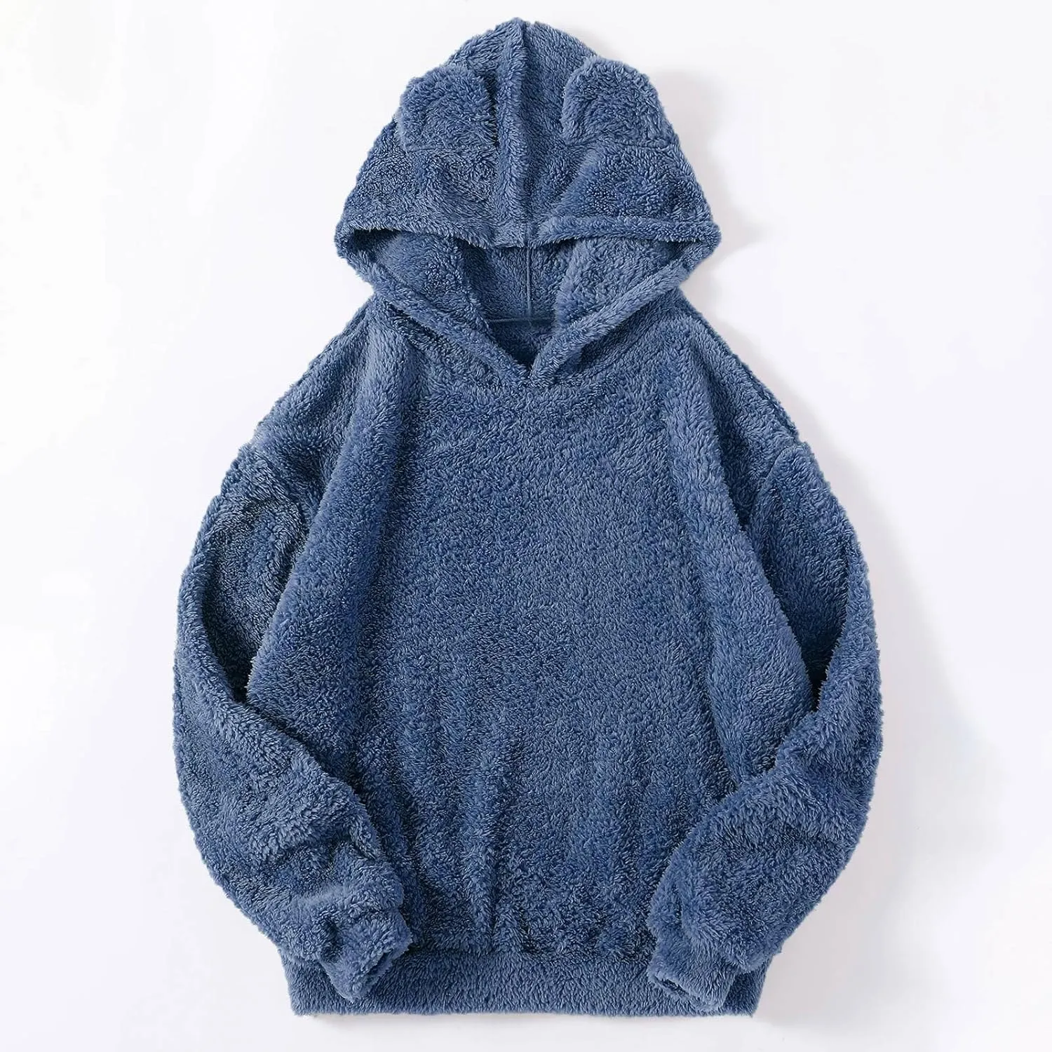 Womens Teddy Hoodies Fuzzy Fleece Shaggy Oversized Sweatshirts Winter Warm Long Sleeve Pullover with Pocket