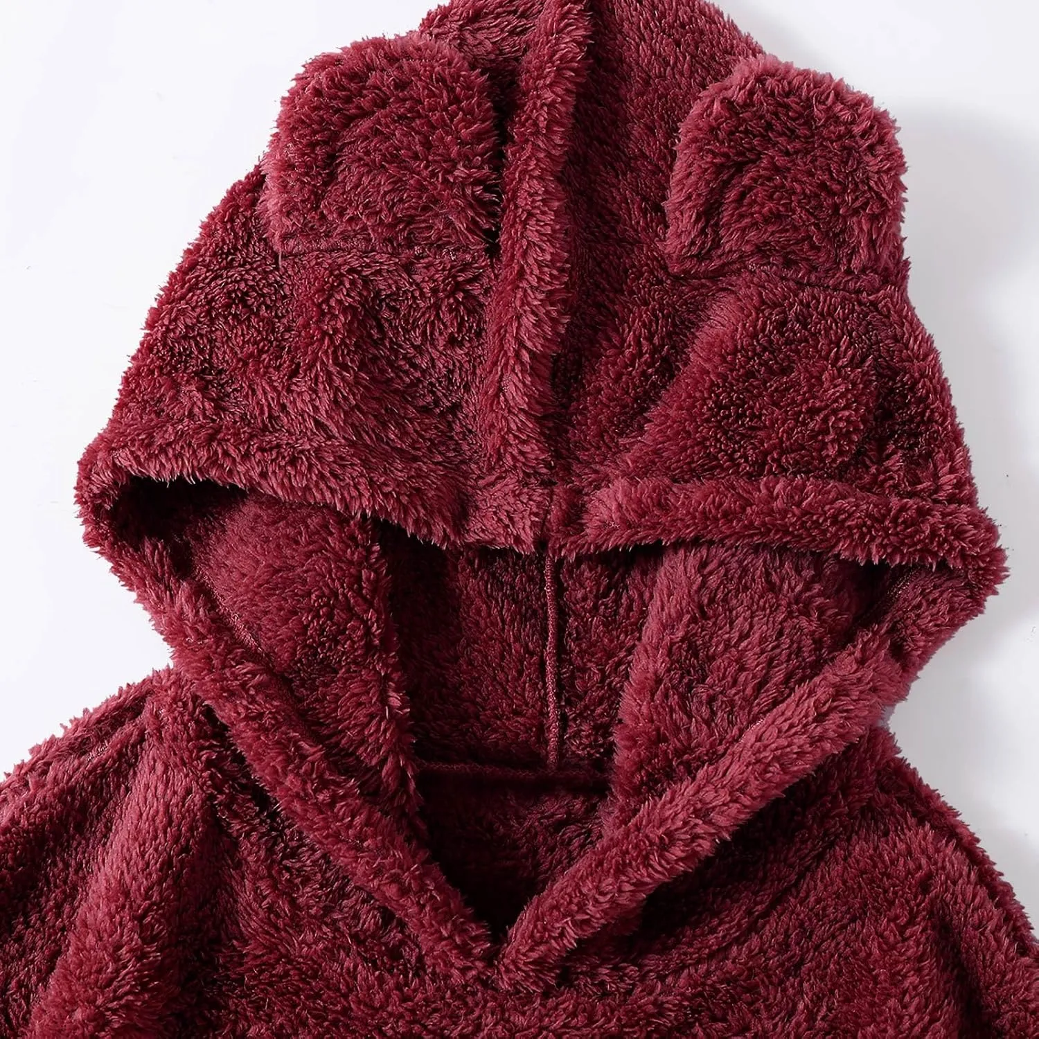 Womens Teddy Hoodies Fuzzy Fleece Shaggy Oversized Sweatshirts Winter Warm Long Sleeve Pullover with Pocket