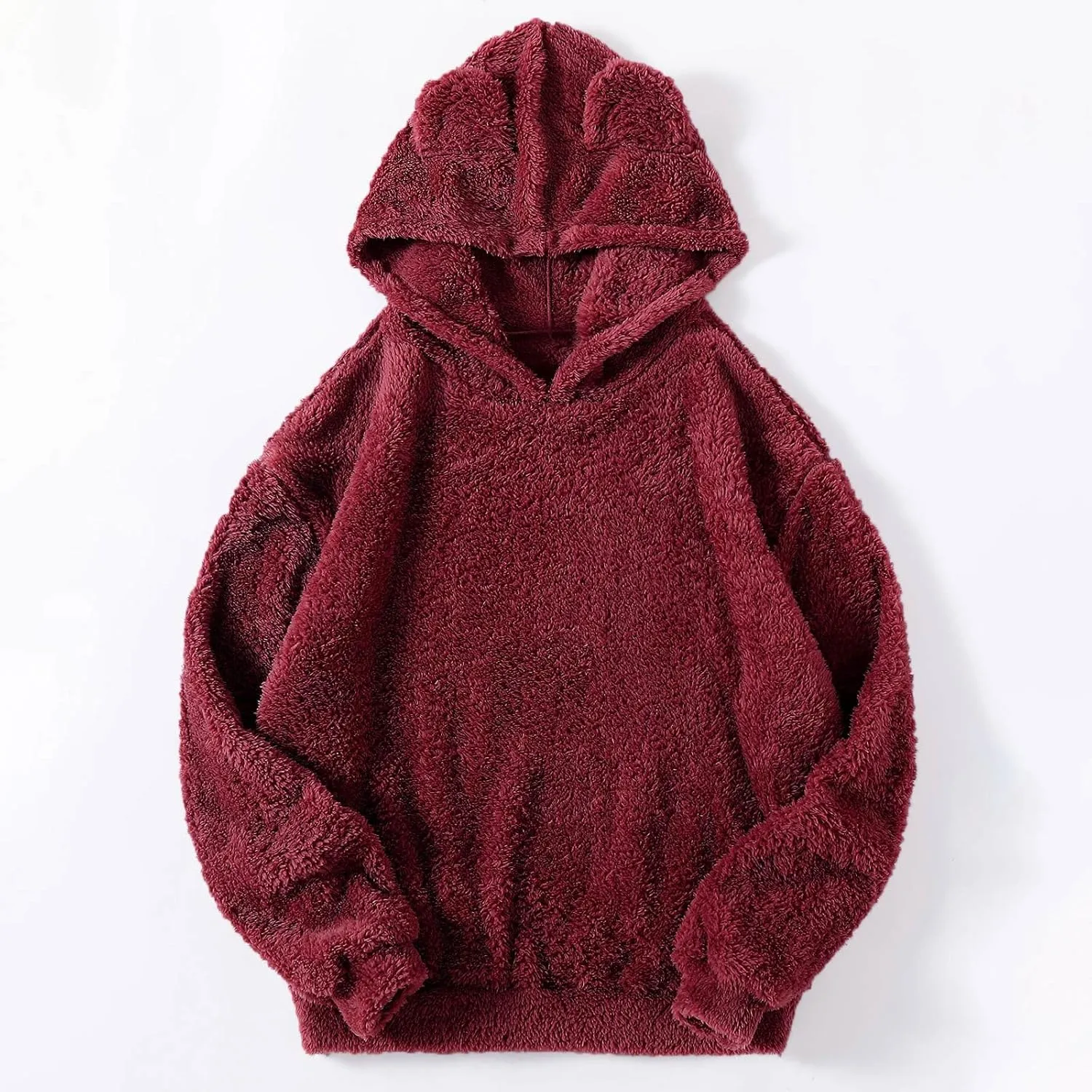 Womens Teddy Hoodies Fuzzy Fleece Shaggy Oversized Sweatshirts Winter Warm Long Sleeve Pullover with Pocket
