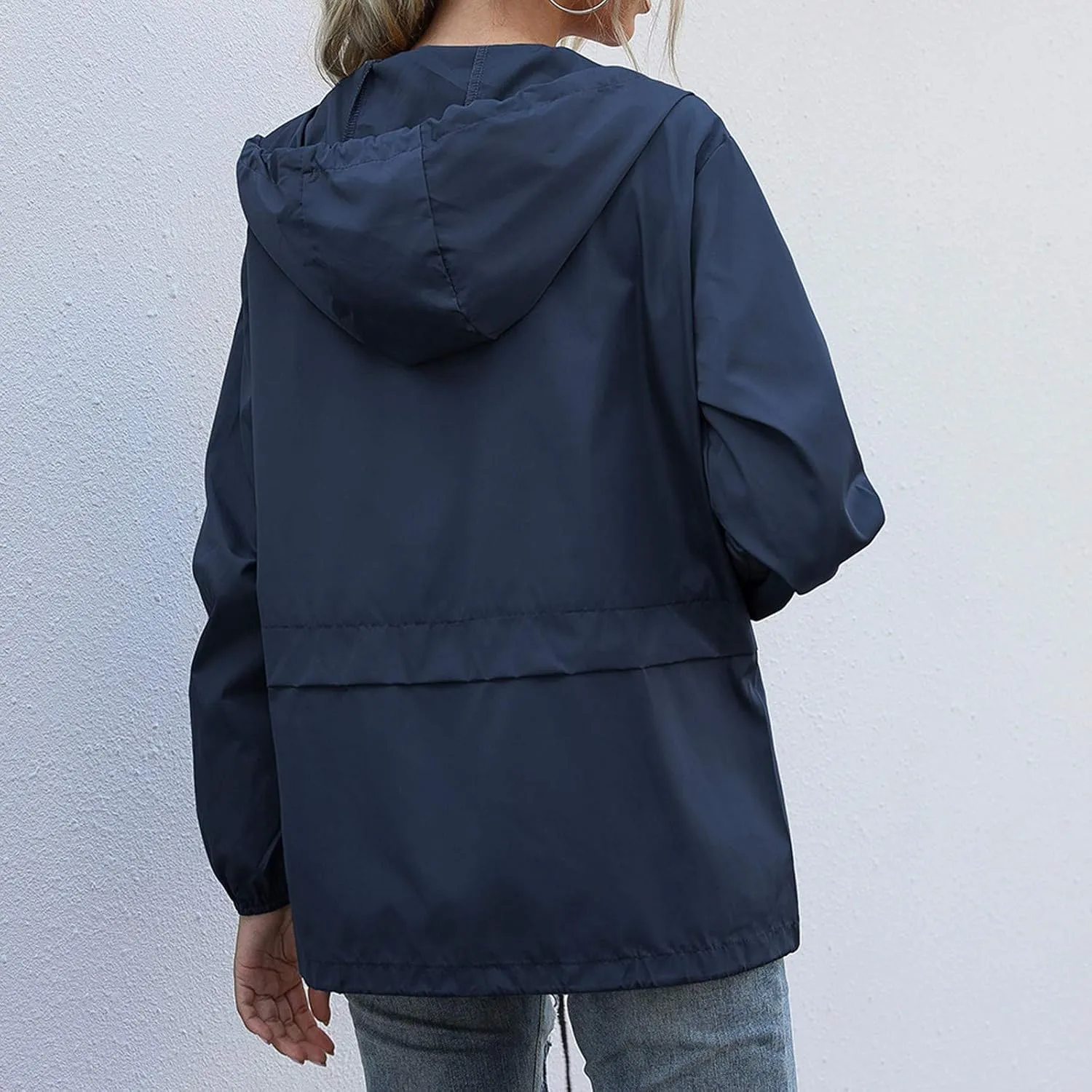Women's Waterproof Raincoat Lightweight Rain Jacket Hooded Adjustable Windbreaker Rain Coats with Pocket for Outdoor