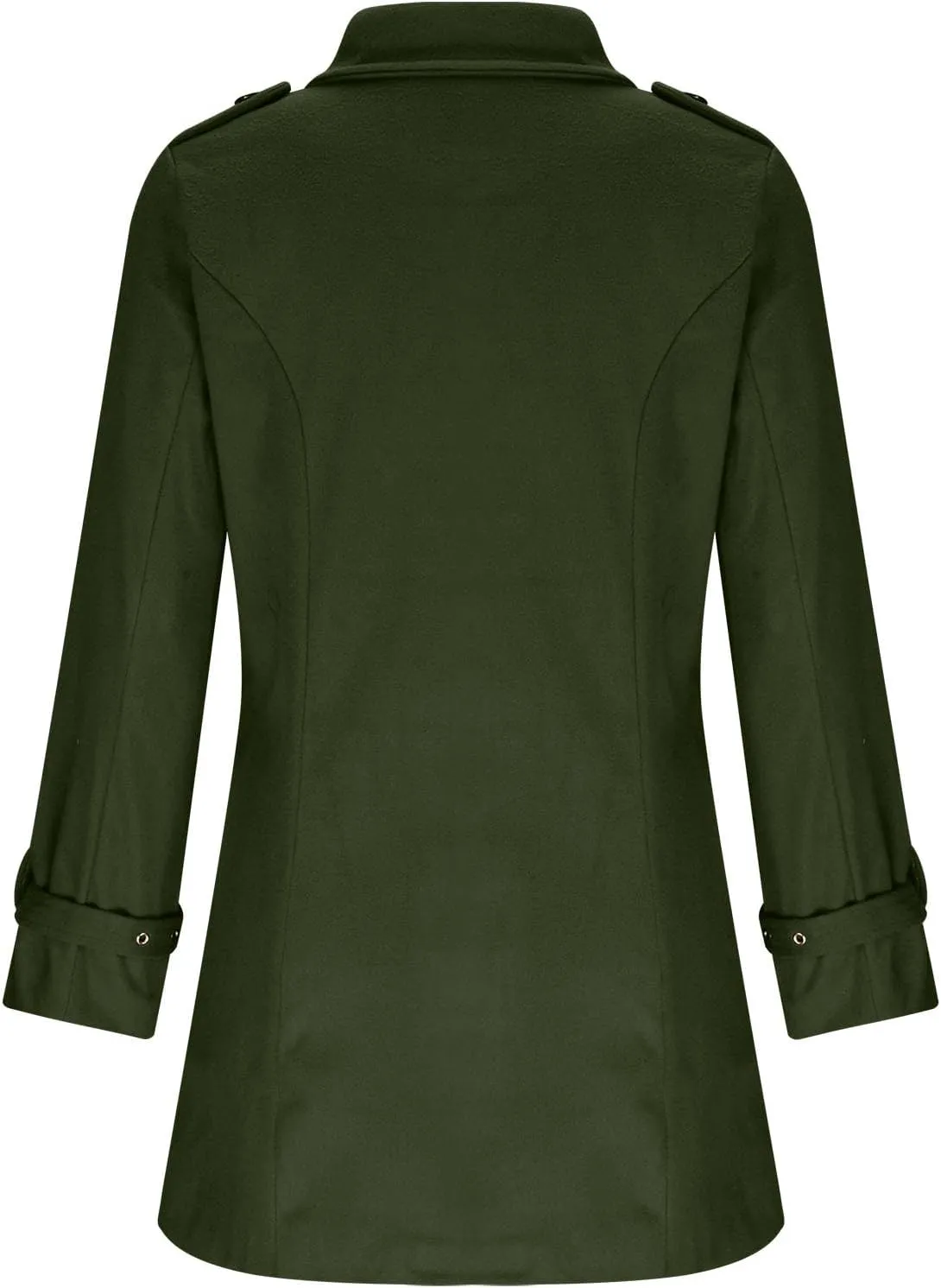 Womens Winter Coats Vintage Double Breasted Midi Peacoat Slim Fit Lapel Trench Coats Wool Blend Outerwear