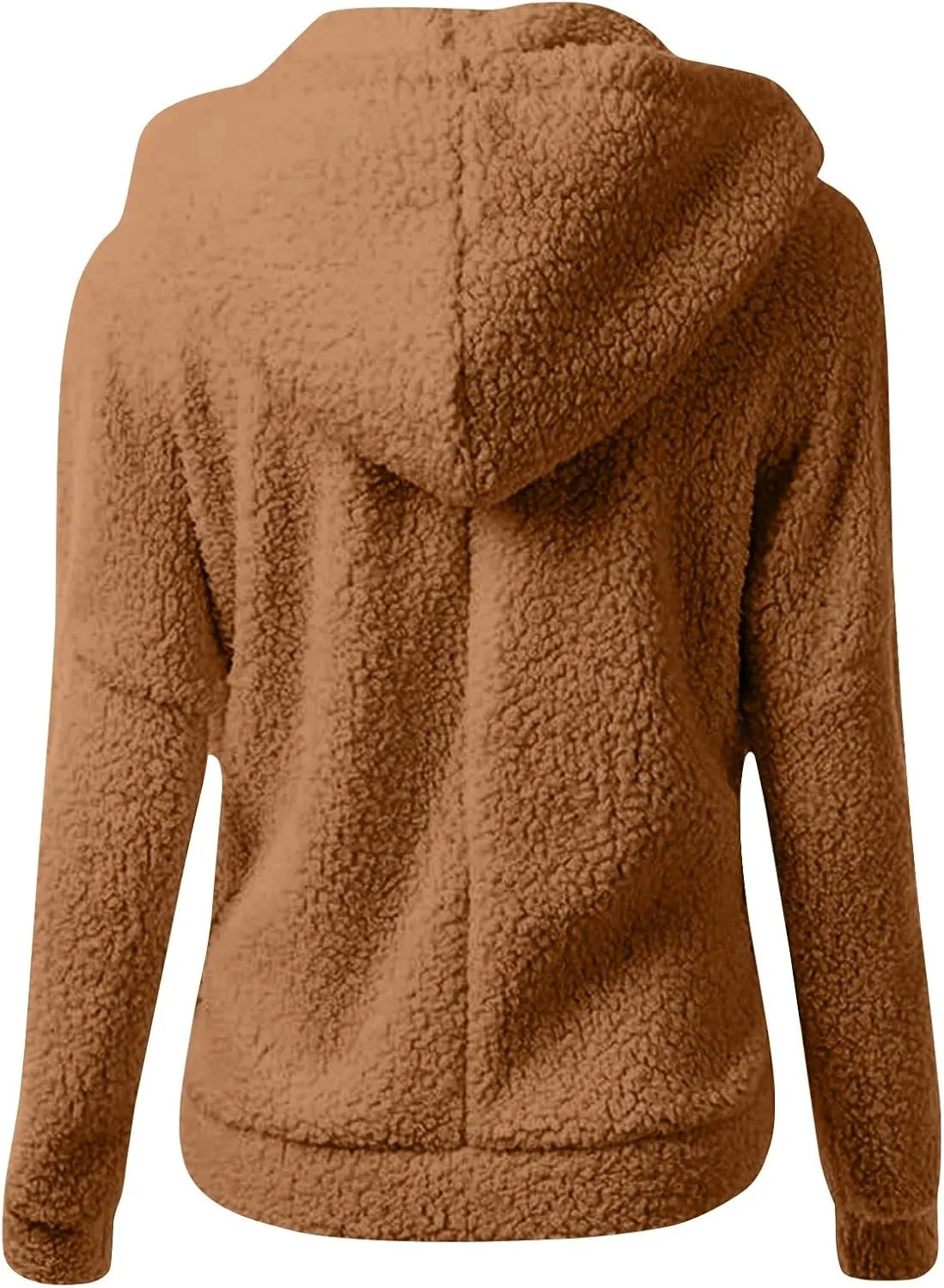Womens Winter Coats with Hood Casual Long Sleeve Fuzzy Sherpa Jacket Trendy Warm Zip Up Hoodie Shaggy Faux Fur Coat