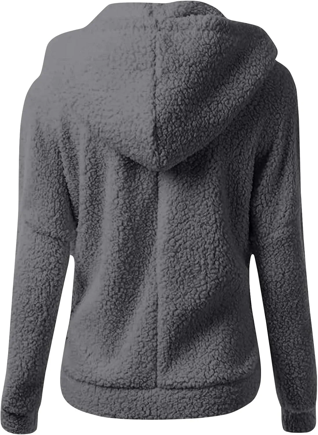 Womens Winter Coats with Hood Casual Long Sleeve Fuzzy Sherpa Jacket Trendy Warm Zip Up Hoodie Shaggy Faux Fur Coat