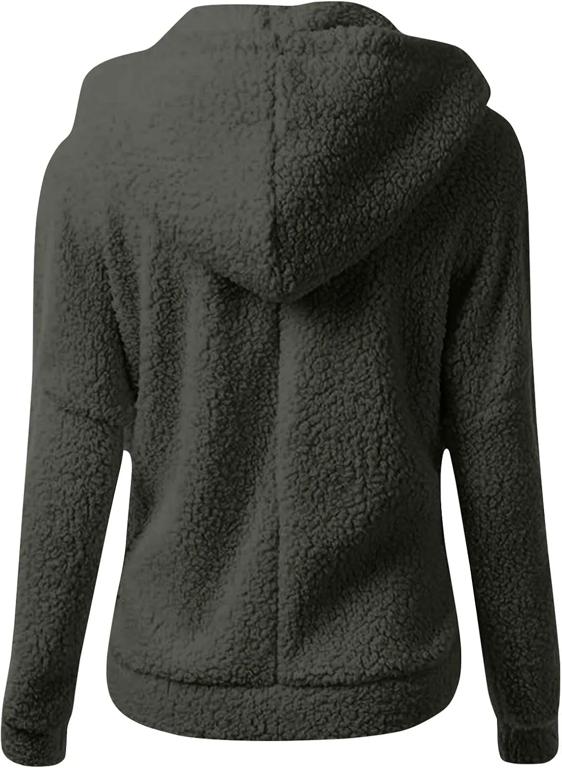 Womens Winter Coats with Hood Casual Long Sleeve Fuzzy Sherpa Jacket Trendy Warm Zip Up Hoodie Shaggy Faux Fur Coat