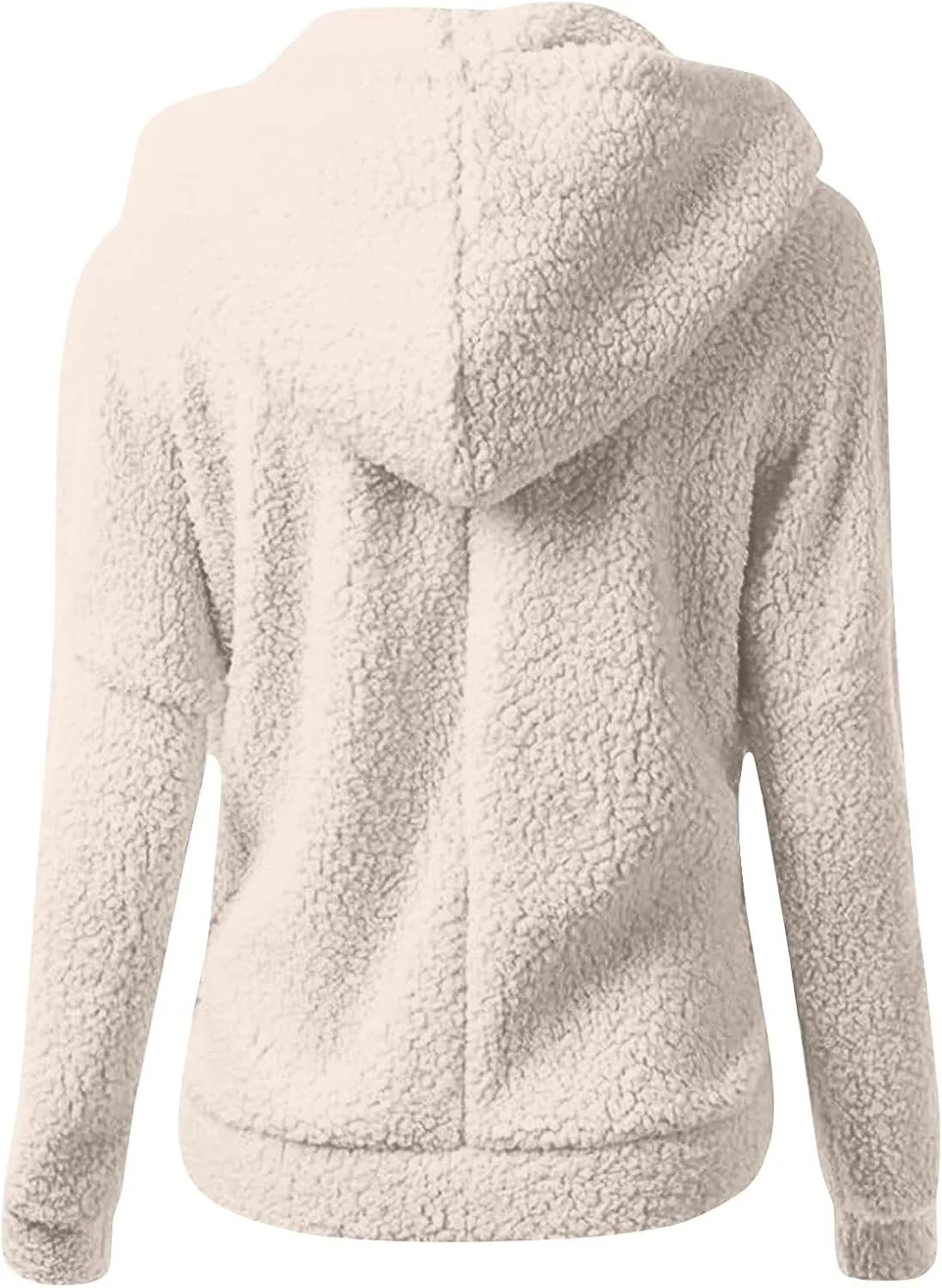Womens Winter Coats with Hood Casual Long Sleeve Fuzzy Sherpa Jacket Trendy Warm Zip Up Hoodie Shaggy Faux Fur Coat