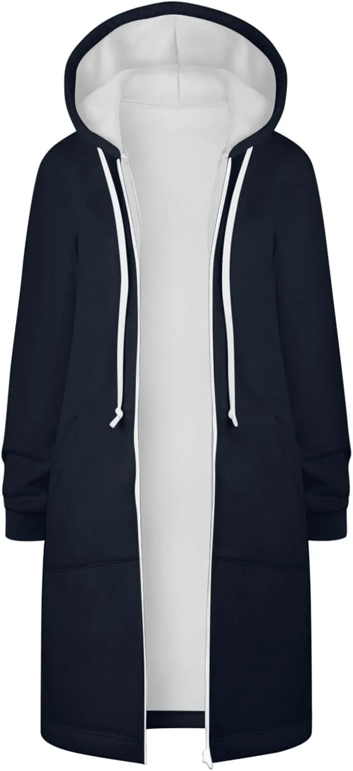 Women's Zip Up Hoodies Oversized Fleece Long Tunic Sweatshirts Casual Long Sleeve 2024 Fall Trendy Jacket Coat