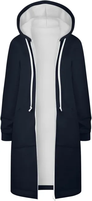 Women's Zip Up Hoodies Oversized Fleece Long Tunic Sweatshirts Casual Long Sleeve 2024 Fall Trendy Jacket Coat