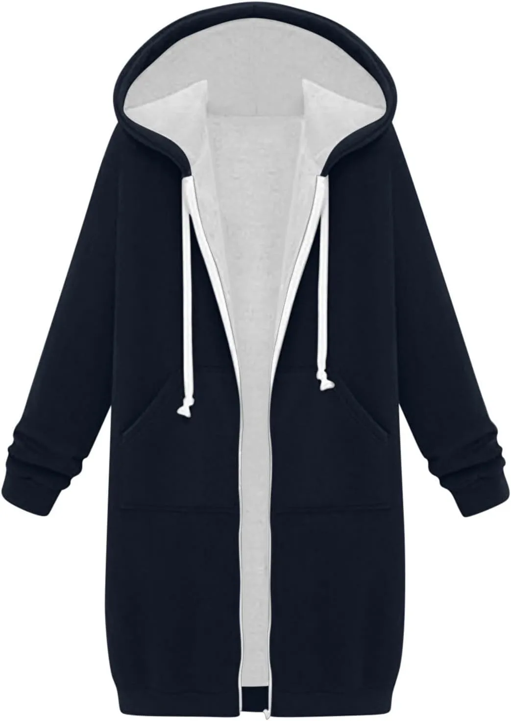 Women's Zip Up Hoodies Oversized Fleece Long Tunic Sweatshirts Casual Long Sleeve 2024 Fall Trendy Jacket Coat