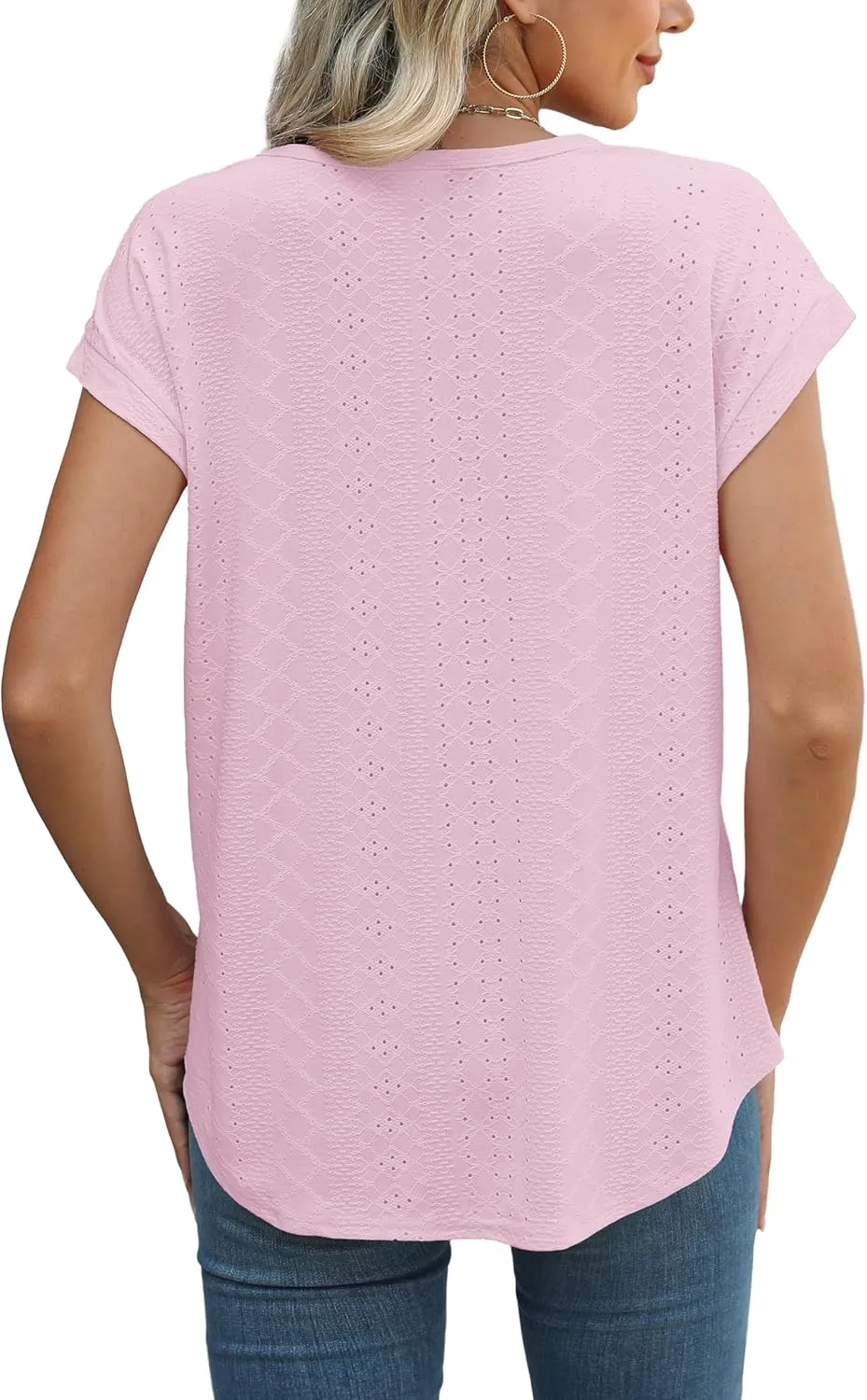 XIEERDUO Womens Tops Short Sleeve Shirts Blouses for Women Dressy Casual Cap Sleeve Tops with Curved Hem