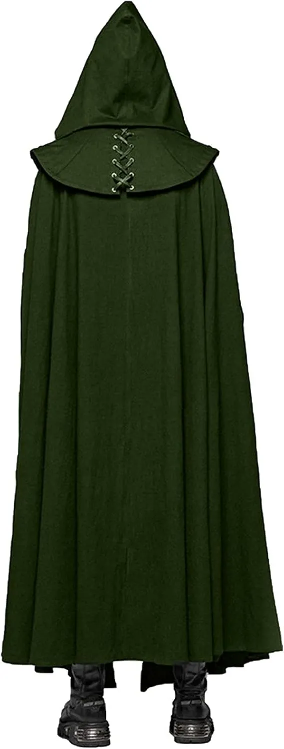 XUNRYAN Mens Cosplay Renaissance Medieval Goth Pirate Vampire Witch Cloak with Hood Robes Cape Coat Christmas Halloween