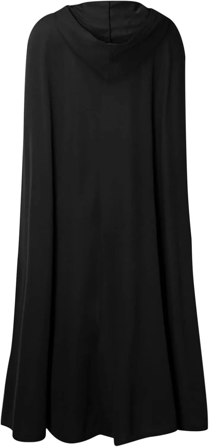 XUNRYAN Women's Wool Blend Capes Hooded Cloak Outwear Poncho Open Front Cardigan Autumn Winter Maxi Long Trench Coat