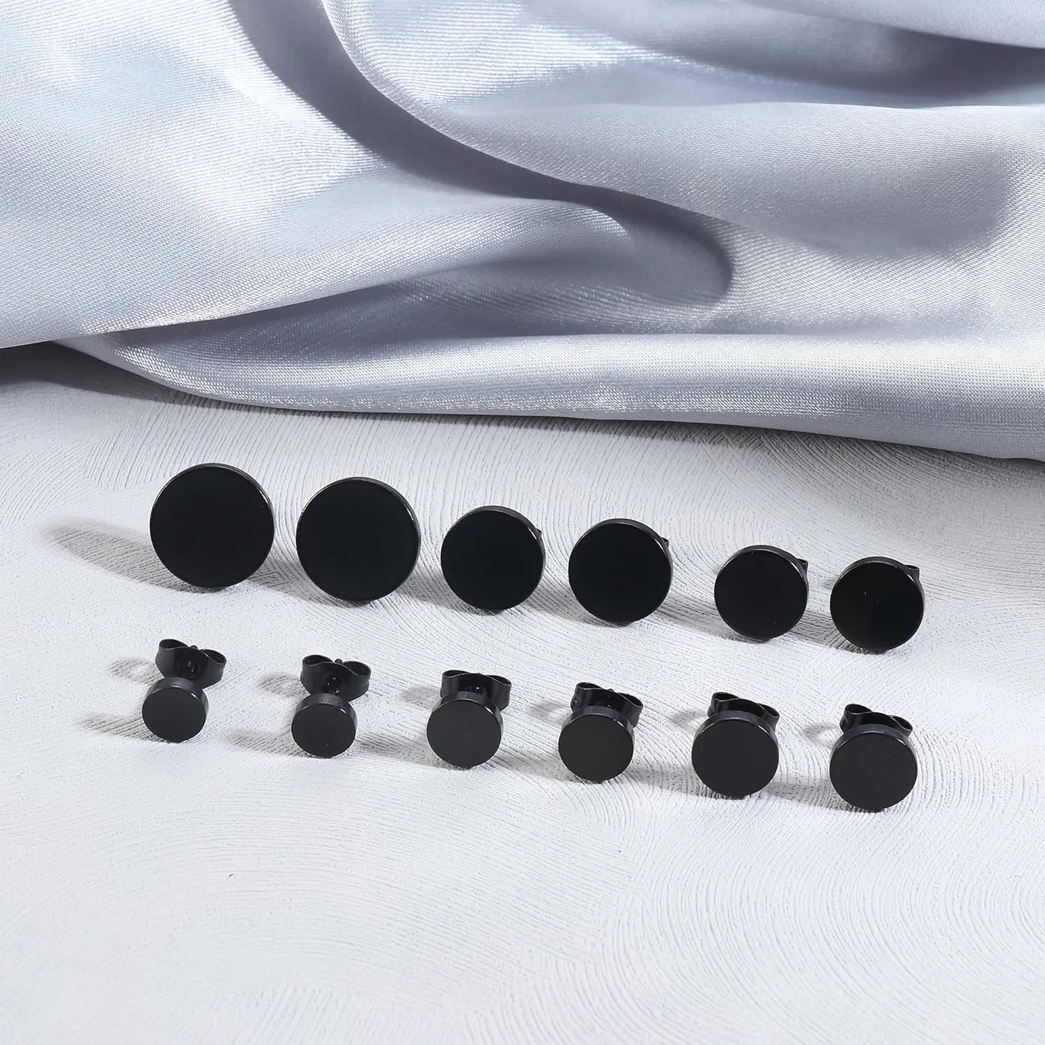 YADOCA 6 Pairs Black Stud Earrings for Men Women Hypoallergenic 316L Surgical Stainless Steel Round Dot CZ Ball Black Earrings Studs Set 3-12 MM