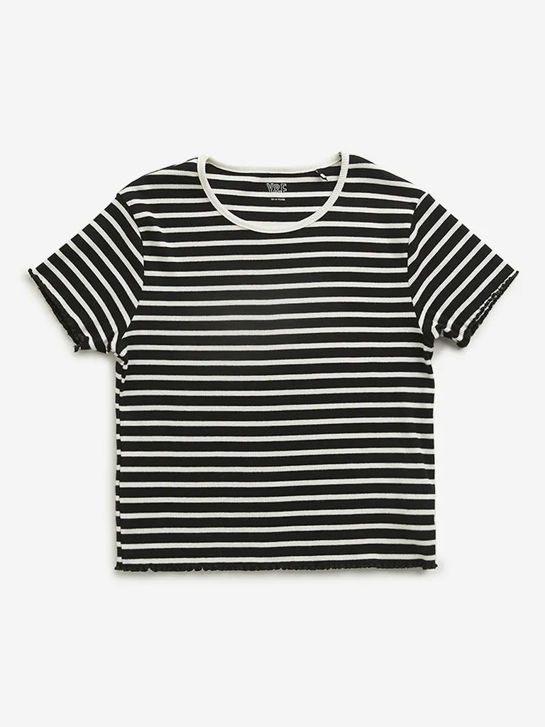 Y&F Kids Black Sailor Striped T-Shirt