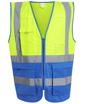 Yellow/Royal Blue - Pro hi-vis executive vest