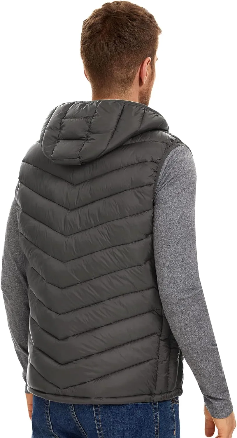 YKR Mens Puffer Vest Lightweight Winter Hooded Puffy Outerwear Vests Quilted Gilet with Pockets