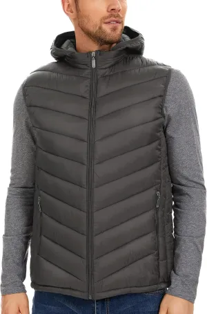 YKR Mens Puffer Vest Lightweight Winter Hooded Puffy Outerwear Vests Quilted Gilet with Pockets