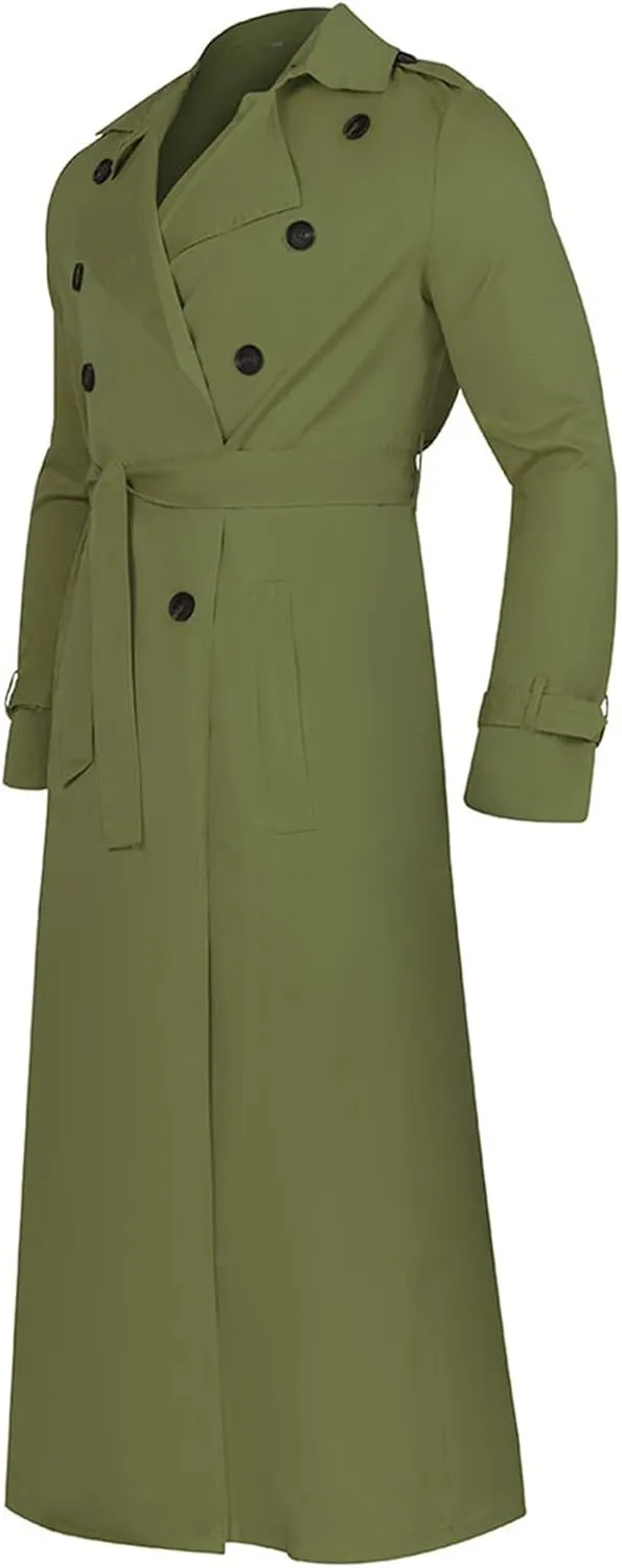 Ymosrh Mens Coats and Jackets Long-Slevee Luxury Full Length Trench Coat Long Wool Overcoat Winter Jackets for Men