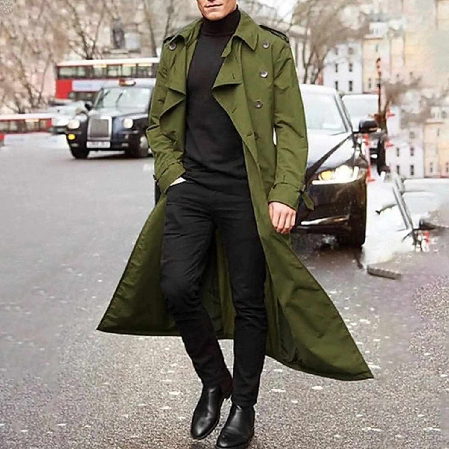 Ymosrh Mens Coats and Jackets Long-Slevee Luxury Full Length Trench Coat Long Wool Overcoat Winter Jackets for Men