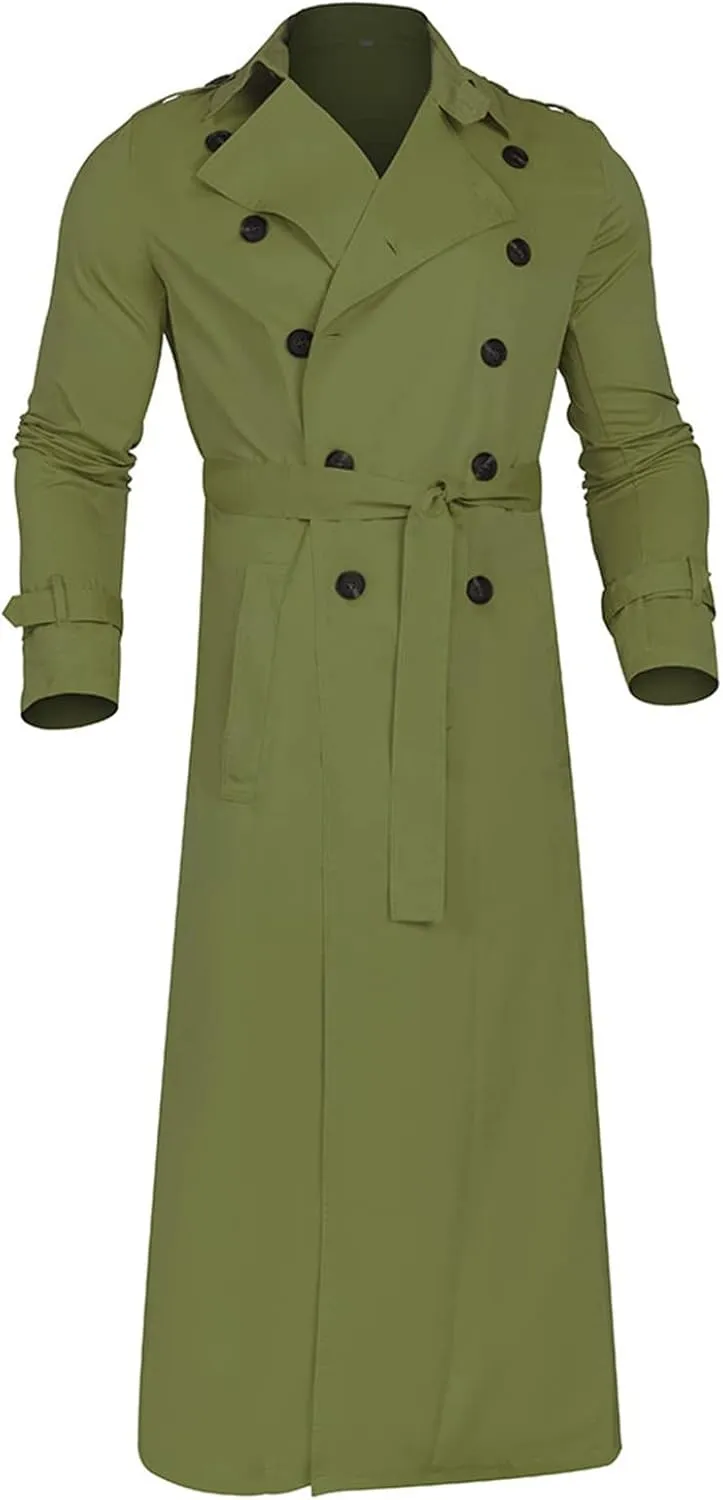 Ymosrh Mens Coats and Jackets Long-Slevee Luxury Full Length Trench Coat Long Wool Overcoat Winter Jackets for Men