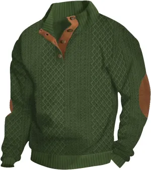 Ymosrh Men's Sweatshirt European Size Outdoor Casual Standing Collar Long-Sleeved Sweater Crewneck Sweatshirts, S-5XL