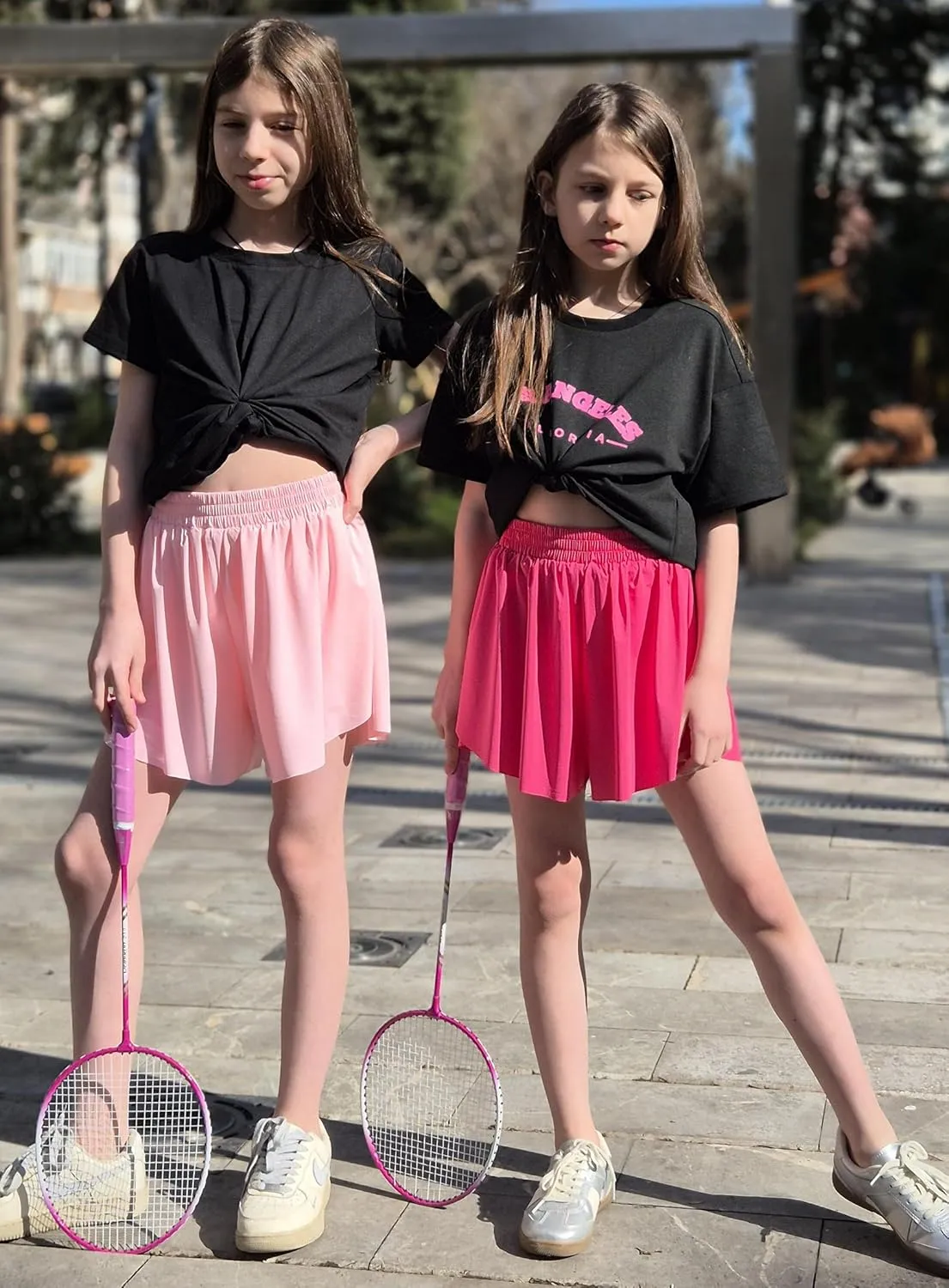 Zaclotre Girls Butterfly Shorts with Pockets 2 in 1 Flowy Running Shorts Kids Athletic Skorts for Tennis Cheer Dance