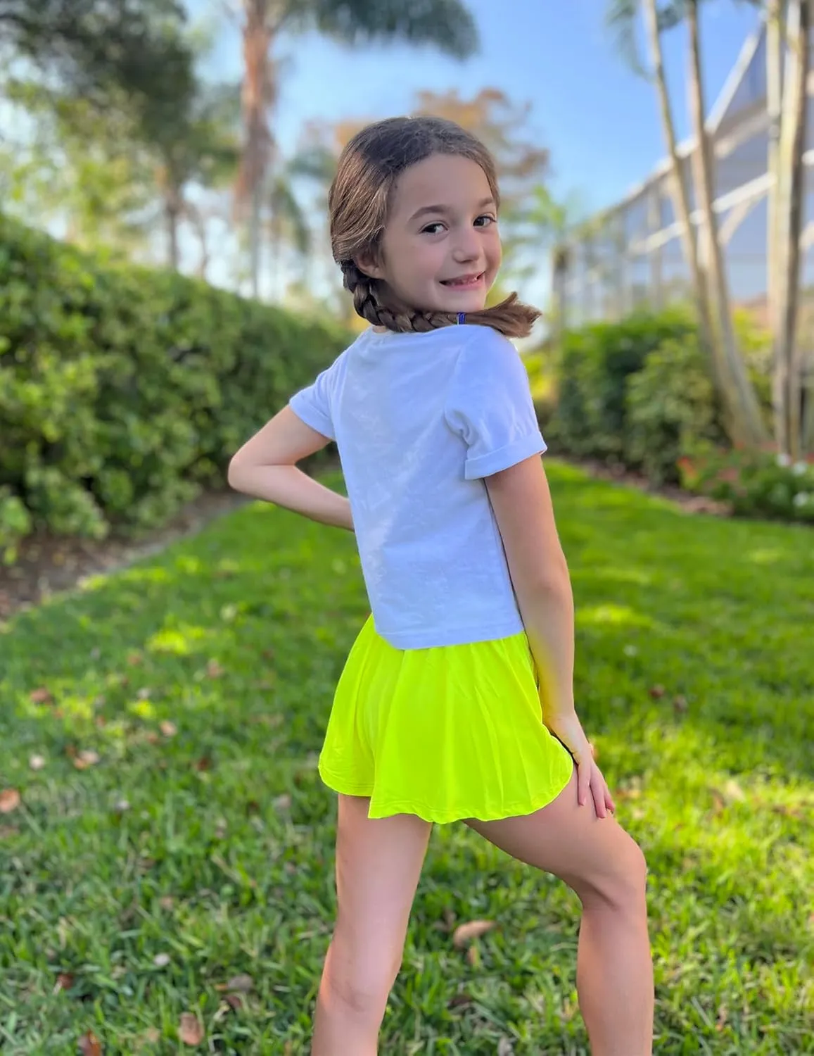 Zaclotre Girls Flowy Shorts with Spandex Liner V Crossover 2 in 1 Athletic Running Shorts with Pockets Kids Butterfly Skorts