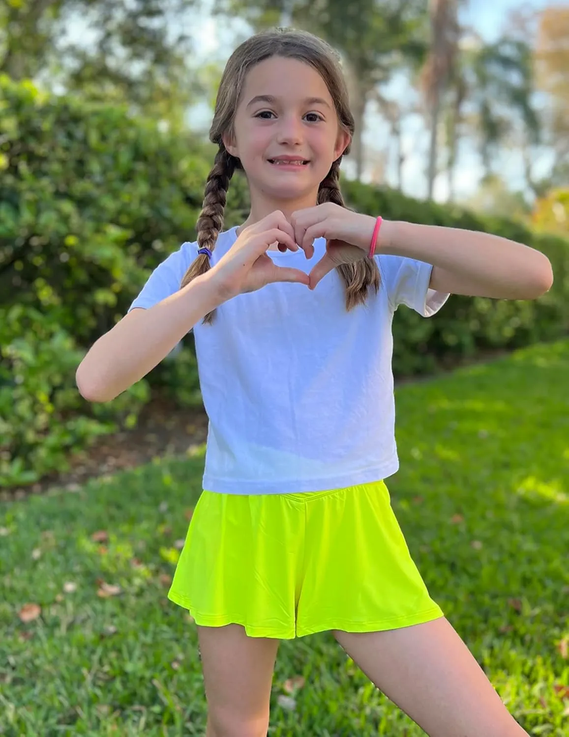 Zaclotre Girls Flowy Shorts with Spandex Liner V Crossover 2 in 1 Athletic Running Shorts with Pockets Kids Butterfly Skorts
