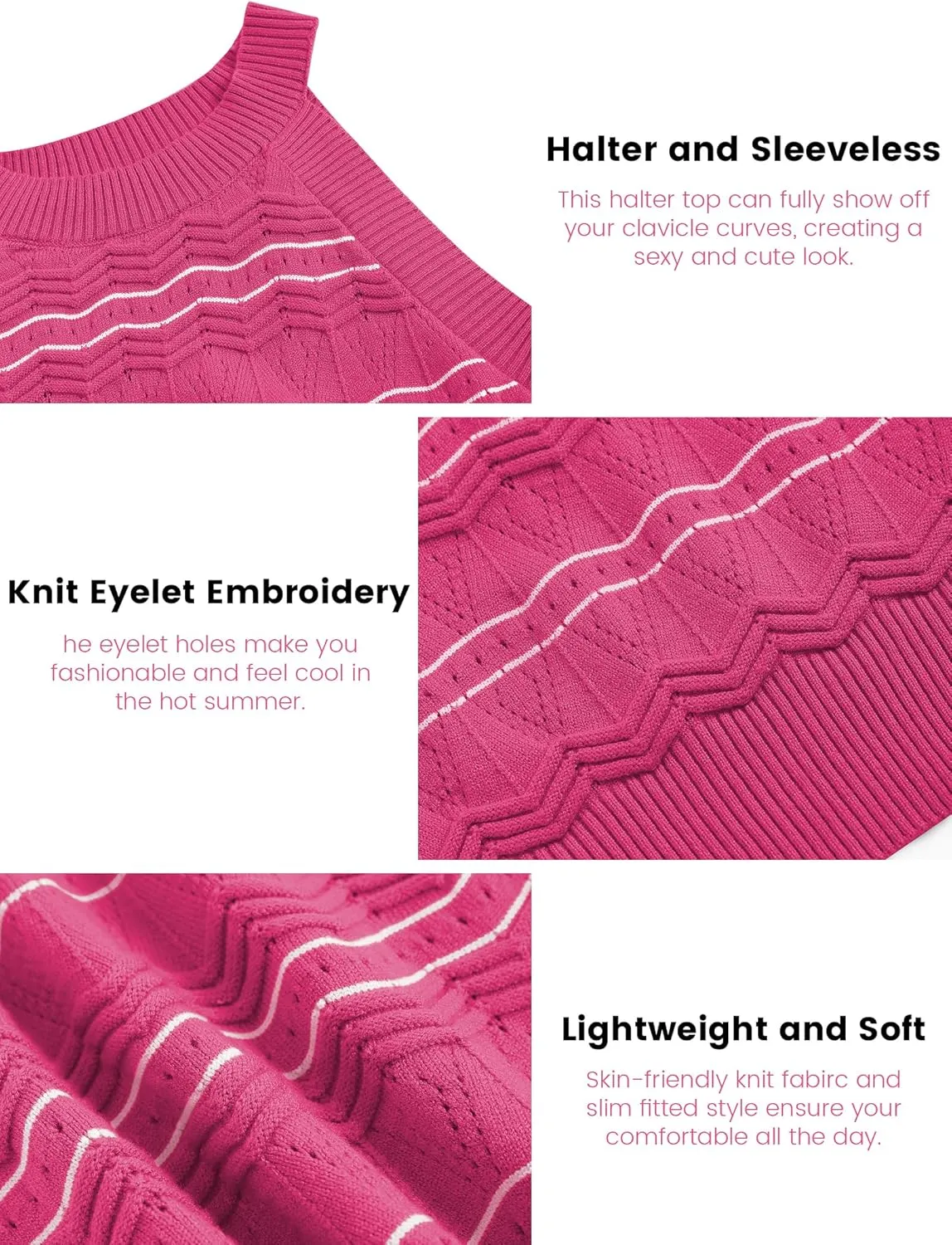 ZAFUL Womens Summer Halter Tops Striped Y2K Sleeveless Racerback Slim Fitted Stretchy Knit Cami Tank Tops