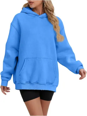 ZDRZK Plus Size Hoodies for Women Long Sleeve Shoulder Drop Sweatshirts Fall Winter Casual Fleece Loose Fit Tops Outfits