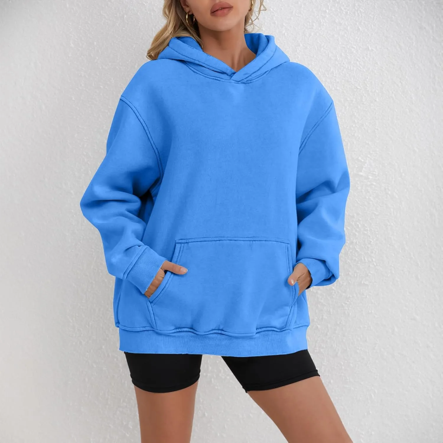 ZDRZK Plus Size Hoodies for Women Long Sleeve Shoulder Drop Sweatshirts Fall Winter Casual Fleece Loose Fit Tops Outfits