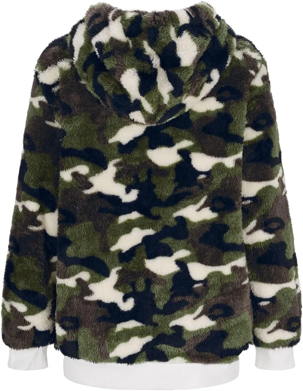 ZDRZK Women's Sweatshirts Plush 2024 Fall And Winter Warm Camo Hoodies Oversized Casual Long Sleeve Drawstring Clothes