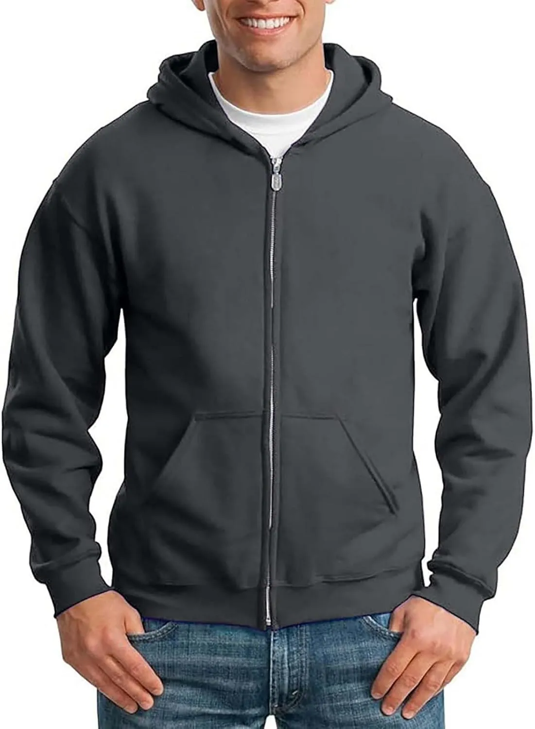 Zip Up Hoodies for Men Heavyweight Long Sleeve Pullover Solid Color with Pockets Hooded Fall and Winter Tops 2024