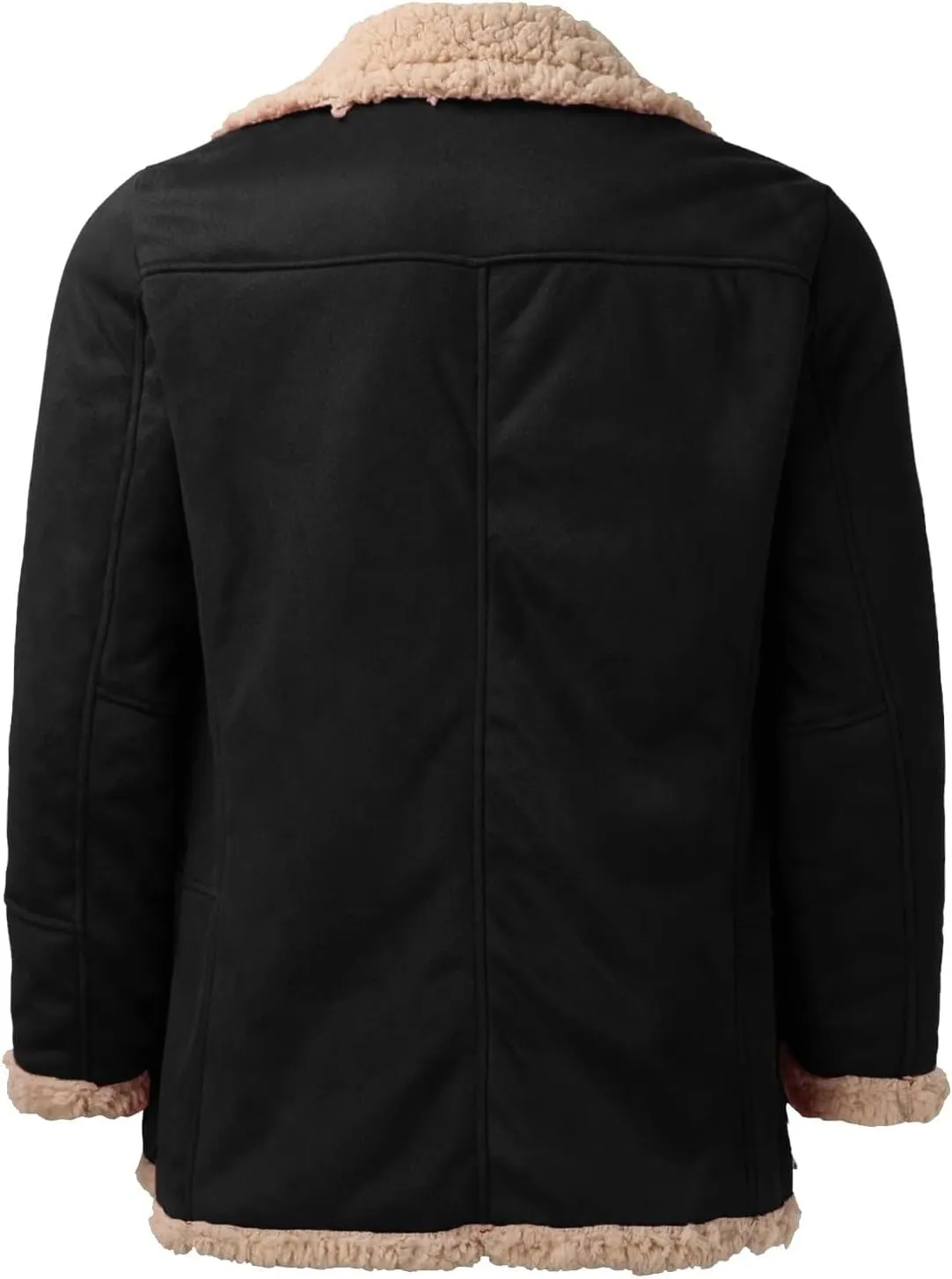 ZWRXW Men's Sheepskin Leather Jackets Shearling Fur Lined Bomber Jacket Winter Thicke Warm Lapel Outwear Coats with Pockets