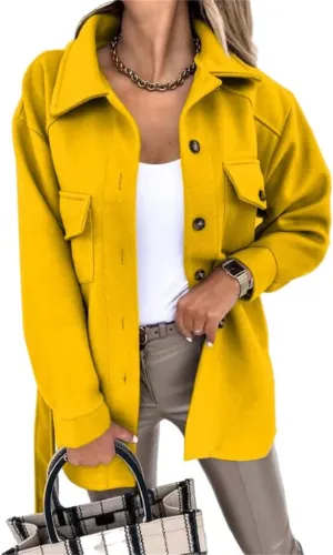 ZWRXW Womens Trench Coats Fashion Lapel Button Down Peacoat with Belted Casual Fall Winter Woolen Jackets Mid-Long Outwear